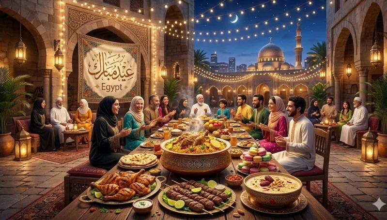 3D Festive Eid Feast Table Eid Mubarak AI-generated